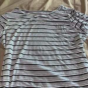 Grey black and white striped shirt